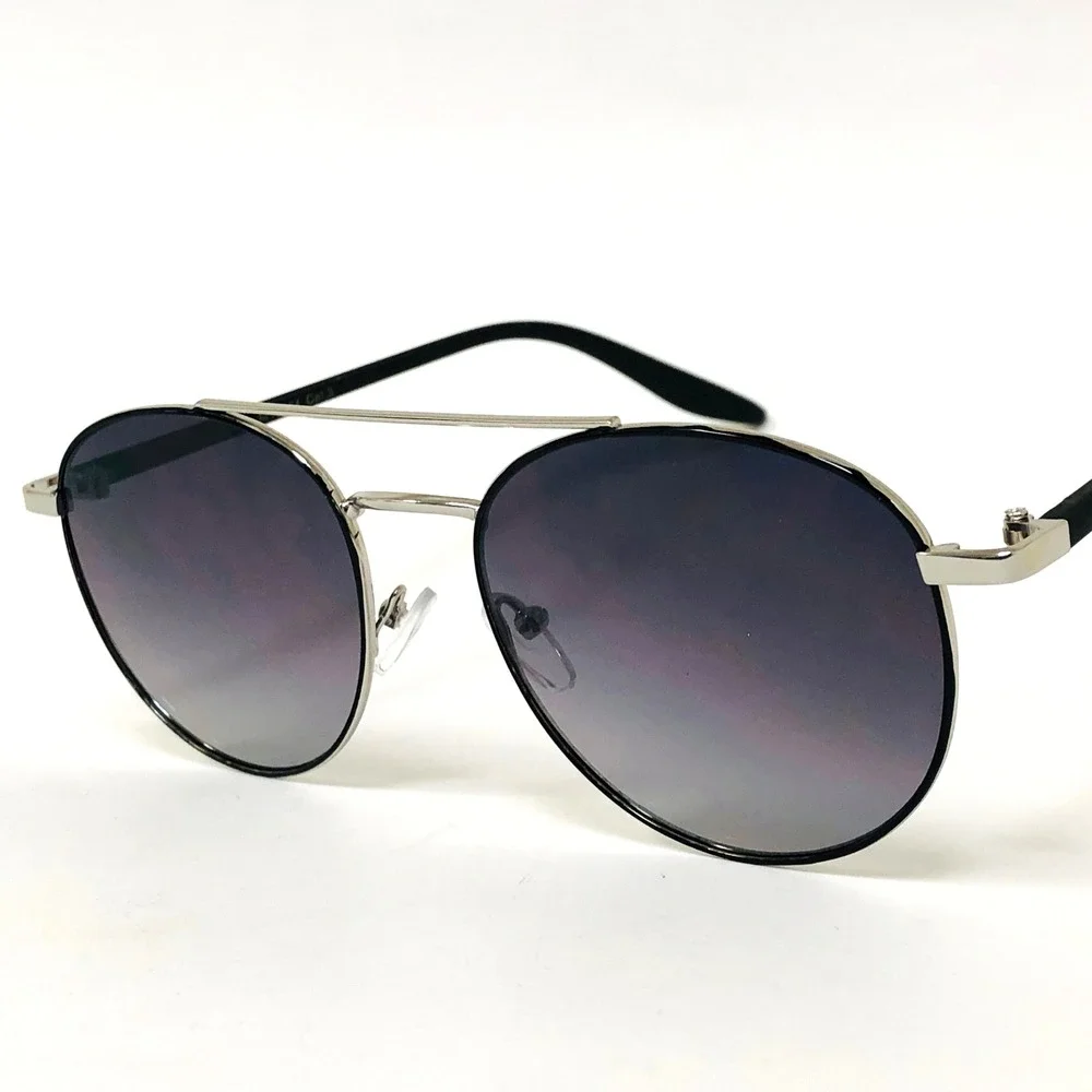Round Sunglasses Silver‎ Frame Aviator Style Fashion Shades Classic Retro Trendy